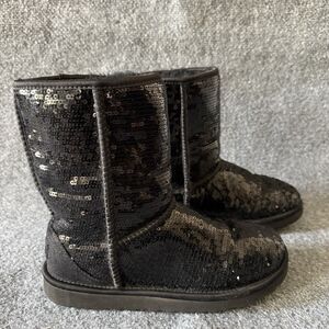 UGG Australia 3161 Black Sequin Pull On Lined Mid-Calf Bootie Women’s Size 7